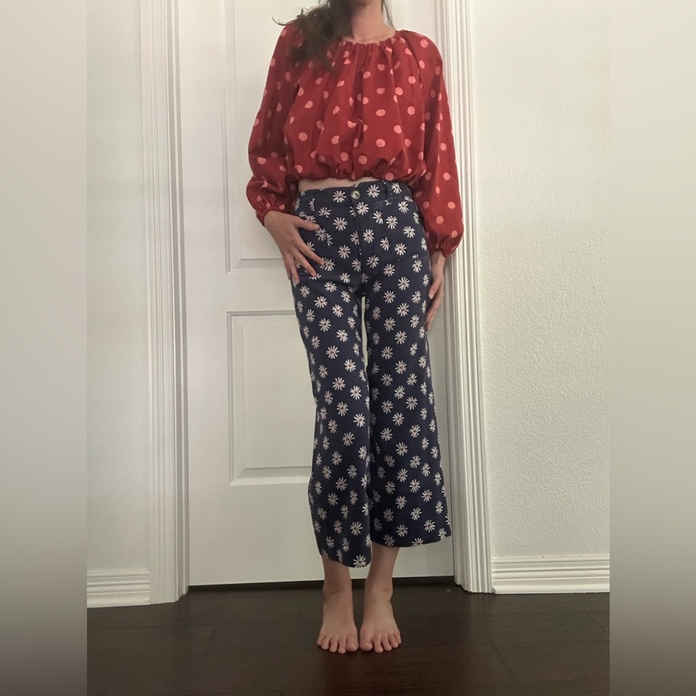 Maeve Anthropologie size 25 Colette Daisy Blue Floral Women's Pants